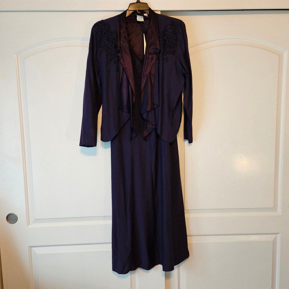 Wild‎ Rose Vintage Purple Maxi Dress and Jacket Set Size 12 Wedding Guest MOB
